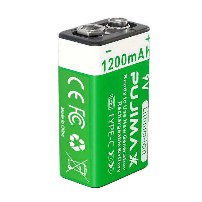 PUJIMAX 4/6/8 Pack 9V Lithium Batteries, 1200mAh, Type-C Charging, Stable Voltage, Durable, Remote Controls, Instruments, Doorbells, Multimeters, Microphones - Rechargeable Lithium Batteries. Hover Image
