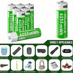 PUJIMAX 12/8/6/4 AA lithium-ion batteries 1.5V 4255MWh capacity TYPE-C interface USB charging, suitable for mouse, game controller, remote control, audio system, alarm clock, flashlight, electronic scale, toys. [Comes with data cable and box]
