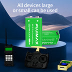 PUJIMAX 1/2/3/4/6 9V side port batteries,TC 9V li-ion rechargeable battery, high-capacity 9V 4600MWh , 1.5-hour fast charging, 1200 cycles, with Type-C charging cable, suitable for devices such as wireless microphones and multimeters