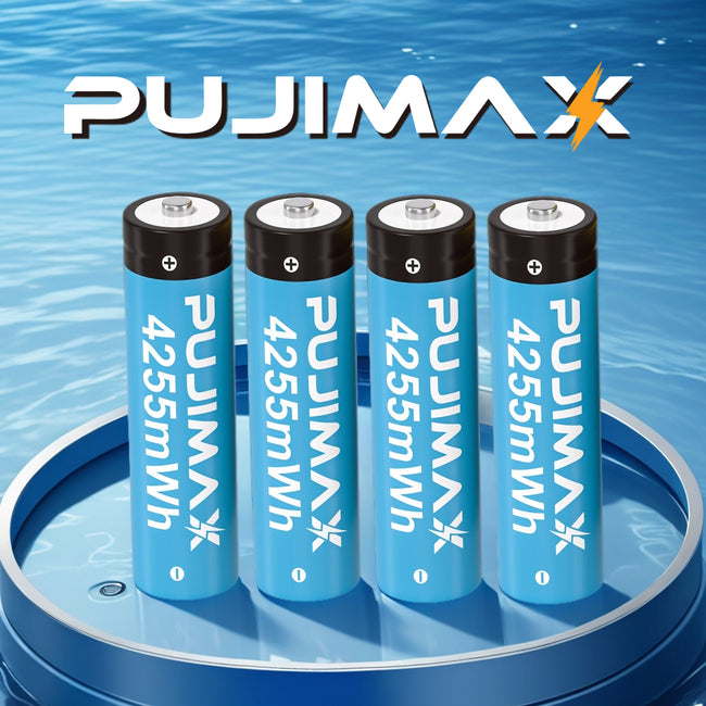 PUJIMAX 12/8/4-cell AA1.5V 4255MWh rechargeable lithium battery, suitable for portable power supply in home use, with excellent voltage regulation performance. Please charge with a 1.5V battery charging case. Main Image