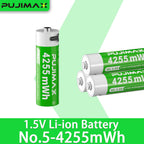 PUJIMAX 12/8/6/4 AA lithium-ion batteries 1.5V 4255MWh capacity TYPE-C interface USB charging, suitable for mouse, game controller, remote control, audio system, alarm clock, flashlight, electronic scale, toys. [Comes with data cable and box]