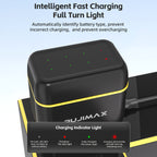 PUJIMAX AA8 rechargeable lithium battery + 8-slot charging case, 4255mWh fast charging 1.5V battery, AA and AAA charging lithium battery with integrated smart fast charging box [Only supports 1.5V rechargeable lithium battery]