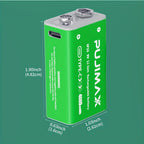 PUJIMAX 1/2/3/4/6 9V side port batteries,TC 9V li-ion rechargeable battery, high-capacity 9V 4600MWh , 1.5-hour fast charging, 1200 cycles, with Type-C charging cable, suitable for devices such as wireless microphones and multimeters