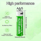 PUJIMAX 12/8/6/4 AA lithium-ion batteries 1.5V 4255MWh capacity TYPE-C interface USB charging, suitable for mouse, game controller, remote control, audio system, alarm clock, flashlight, electronic scale, toys. [Comes with data cable and box]
